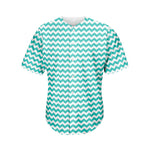 Teal And White Chevron Pattern Print Men's Baseball Jersey