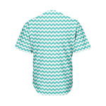 Teal And White Chevron Pattern Print Men's Baseball Jersey