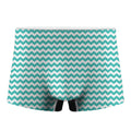 Teal And White Chevron Pattern Print Men's Boxer Briefs