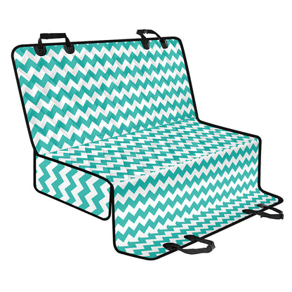 Teal And White Chevron Pattern Print Pet Car Back Seat Cover