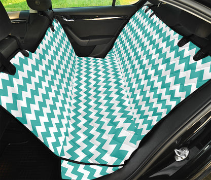 Teal And White Chevron Pattern Print Pet Car Back Seat Cover