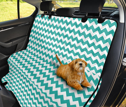 Teal And White Chevron Pattern Print Pet Car Back Seat Cover