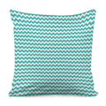 Teal And White Chevron Pattern Print Pillow Cover