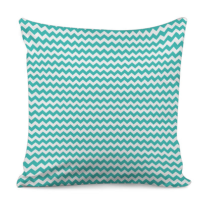 Teal And White Chevron Pattern Print Pillow Cover