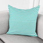 Teal And White Chevron Pattern Print Pillow Cover