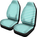 Teal And White Chevron Pattern Print Universal Fit Car Seat Covers