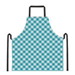 Teal And White Gingham Pattern Print Apron