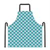 Teal And White Gingham Pattern Print Apron