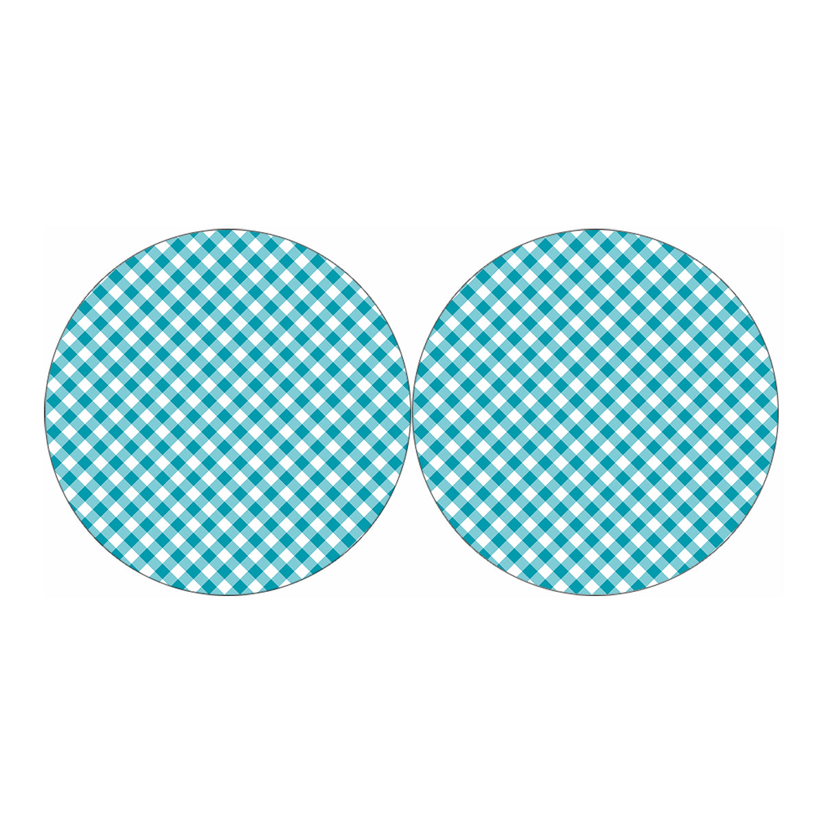 Teal And White Gingham Pattern Print Car Coasters