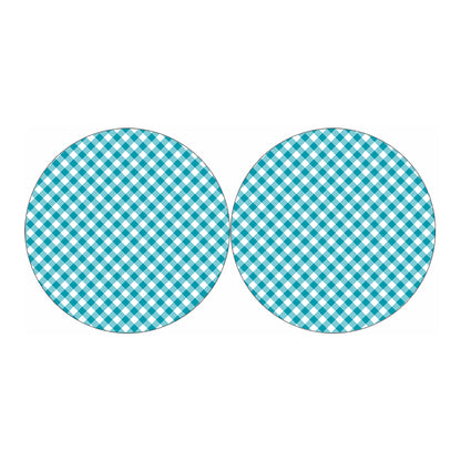 Teal And White Gingham Pattern Print Car Coasters