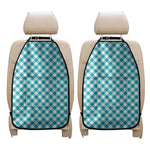 Teal And White Gingham Pattern Print Car Seat Organizers