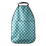 Teal And White Gingham Pattern Print Car Seat Organizers
