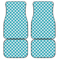 Teal And White Gingham Pattern Print Front and Back Car Floor Mats