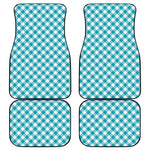 Teal And White Gingham Pattern Print Front and Back Car Floor Mats