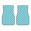 Teal And White Gingham Pattern Print Front Car Floor Mats