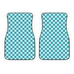 Teal And White Gingham Pattern Print Front Car Floor Mats