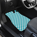 Teal And White Gingham Pattern Print Front Car Floor Mats