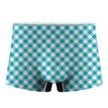 Teal And White Gingham Pattern Print Men's Boxer Briefs