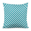 Teal And White Gingham Pattern Print Pillow Cover