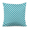 Teal And White Gingham Pattern Print Pillow Cover
