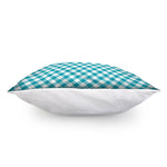 Teal And White Gingham Pattern Print Pillow Cover
