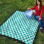 Teal And White Gingham Pattern Print Quilt