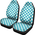 Teal And White Gingham Pattern Print Universal Fit Car Seat Covers