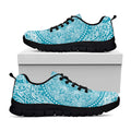 Teal And White Mandala Print Black Running Shoes