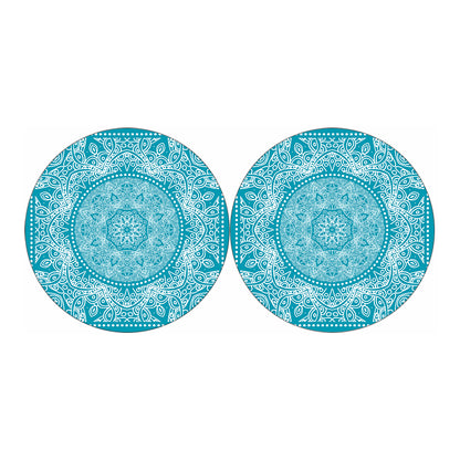 Teal And White Mandala Print Car Coasters