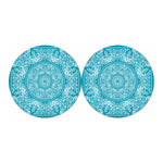 Teal And White Mandala Print Car Coasters