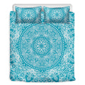 Teal And White Mandala Print Duvet Cover Bedding Set