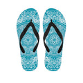 Teal And White Mandala Print Flip Flops