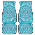 Teal And White Mandala Print Front and Back Car Floor Mats