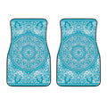 Teal And White Mandala Print Front Car Floor Mats