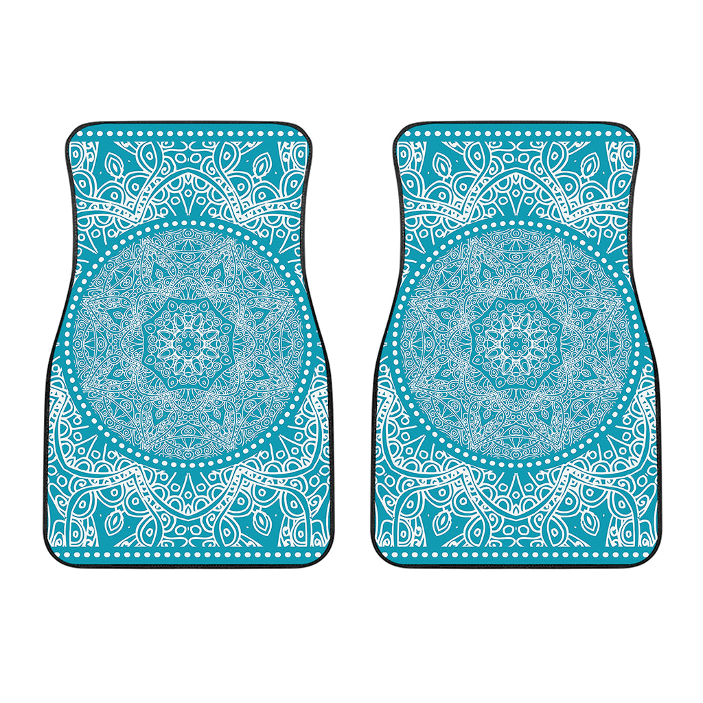 Teal And White Mandala Print Front Car Floor Mats