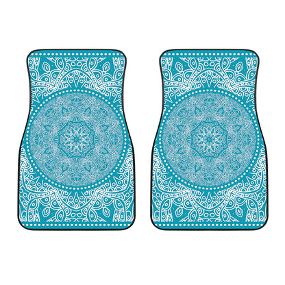 Teal And White Mandala Print Front Car Floor Mats