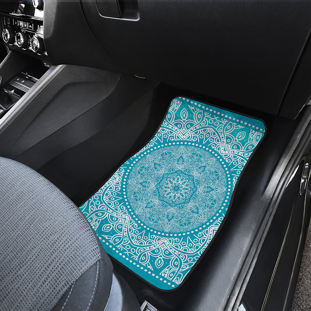 Teal And White Mandala Print Front Car Floor Mats