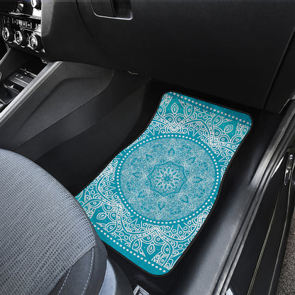 Teal And White Mandala Print Front Car Floor Mats