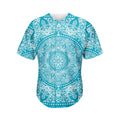 Teal And White Mandala Print Men's Baseball Jersey