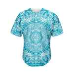 Teal And White Mandala Print Men's Baseball Jersey