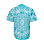 Teal And White Mandala Print Men's Baseball Jersey