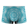 Teal And White Mandala Print Men's Boxer Briefs