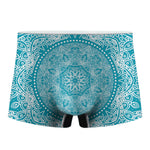 Teal And White Mandala Print Men's Boxer Briefs