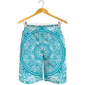 Teal And White Mandala Print Men's Shorts