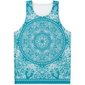 Teal And White Mandala Print Men's Tank Top