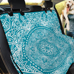 Teal And White Mandala Print Pet Car Back Seat Cover