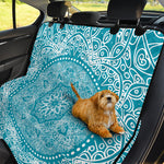 Teal And White Mandala Print Pet Car Back Seat Cover