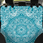 Teal And White Mandala Print Pet Car Back Seat Cover