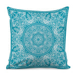 Teal And White Mandala Print Pillow Cover