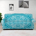 Teal And White Mandala Print Sofa Cover